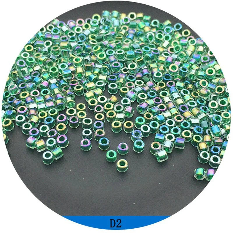 Miyuki Delica 2mm Glass Beads 500Pcs – 18 Colors for DIY Glass Craft Beads Nixie green