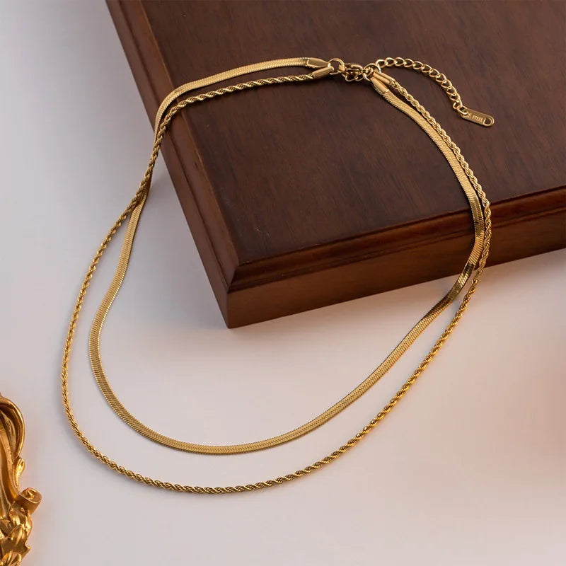 Layered Choker Necklace Women – Gold Stainless Steel Chain Choker Necklace Nixie XL1911