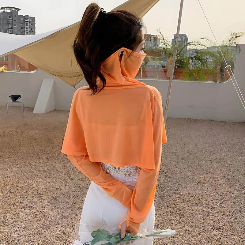 Women's UV Protection Shawl with Face Cover & Long Sleeves Sun Protection Shawl Nixie