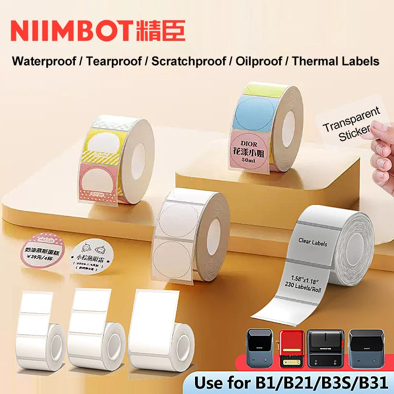 Niimbot B1/B21/B3S/B203 Waterproof Thermal Label Stickers Thermal Label Stickers Nixie