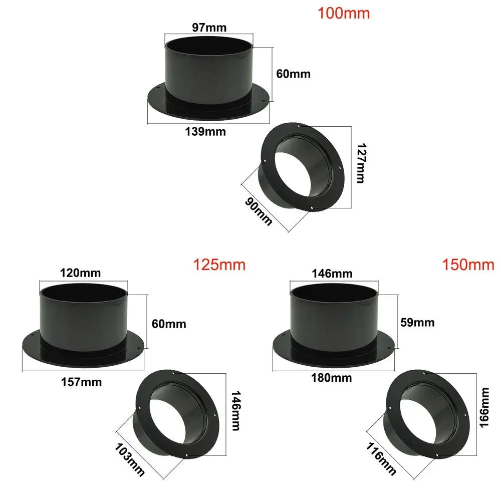 ABS Round Wall Flange Connector – Black Ventilation Pipe Joint