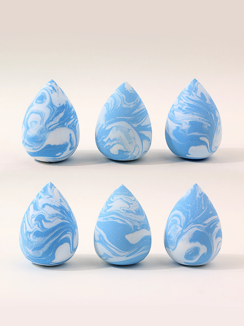 6-Piece Water-Drop Makeup Sponge Set – Wet & Dry Foundation Puffs Makeup Sponge Set Nixie Blue