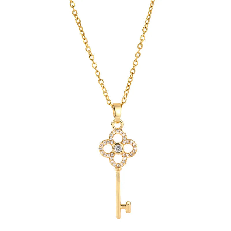 Gold-Plated Copper Key Pendant Necklace for Women | Minimalist Pendant Necklace Nixie
