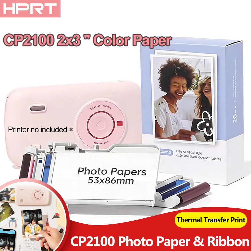 HPRT CP2100 2x3" Thermal Photo Paper & Color Ribbon – 20 or 60 Printer Photo Paper Nixie