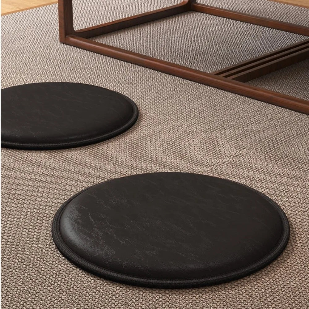 Round Leather Seat Cushion Non-Slip Waterproof Zafu Tatami Pad Chair Seat Cushion Nixie