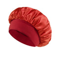 Women Satin Sleep Bonnet Wide-Brim Hair Cap & Elastic Band Satin Sleep Bonnet Nixie Red