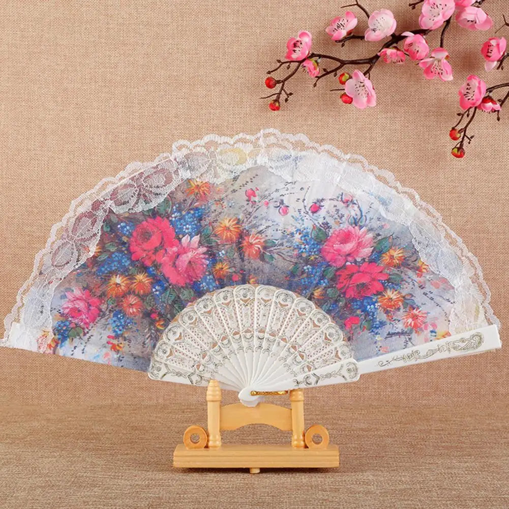 Vintage Lace Floral Folding Hand Fan – Wedding & Party