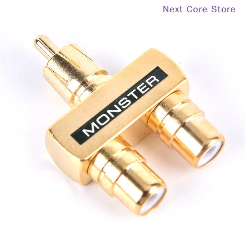 24K Gold Plated RCA Splitter 1 Male to 2 Female Audio Adapter RCA Audio Adapter Nixie