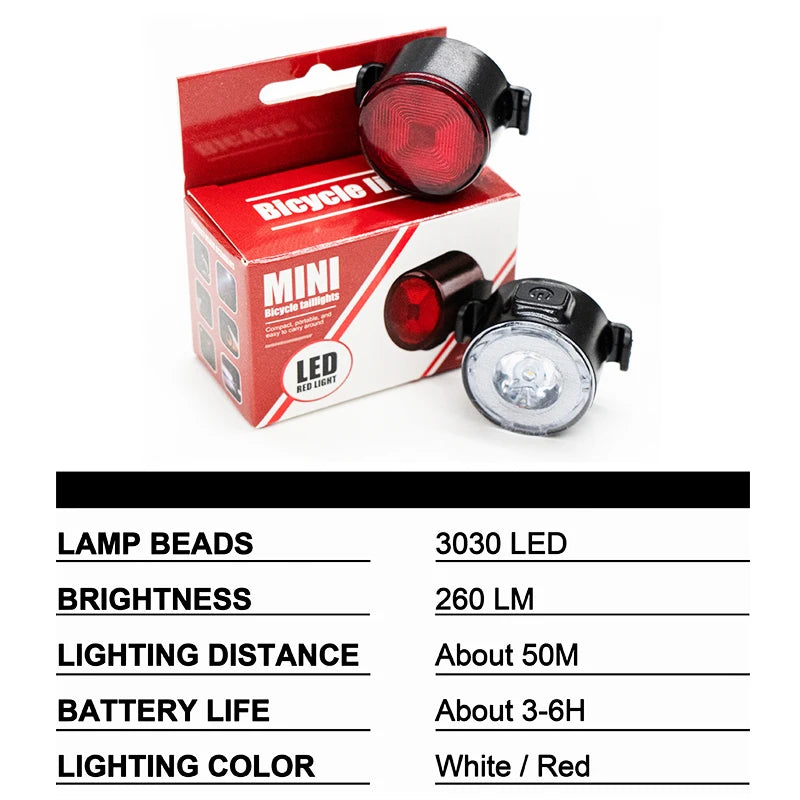 BUCKLOS Type-C Rechargeable LED Bike Light Front & Rear Set Bicycle Light Set Nixie