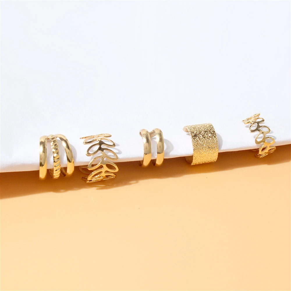 5pcs Gold Plated C-Shaped Hollow Ear Bone Clips for Women Clip-On Earrings Nixie