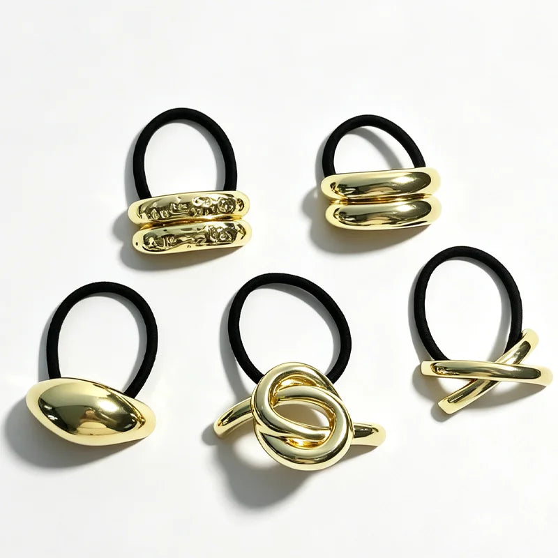 Geometric Metal Hair Rope Scrunchie – Elegant & Gentle Hold