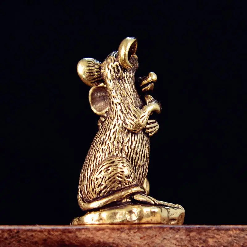 Antique Copper Rat Statue – Mouse Figurine Home Decor Ornament
