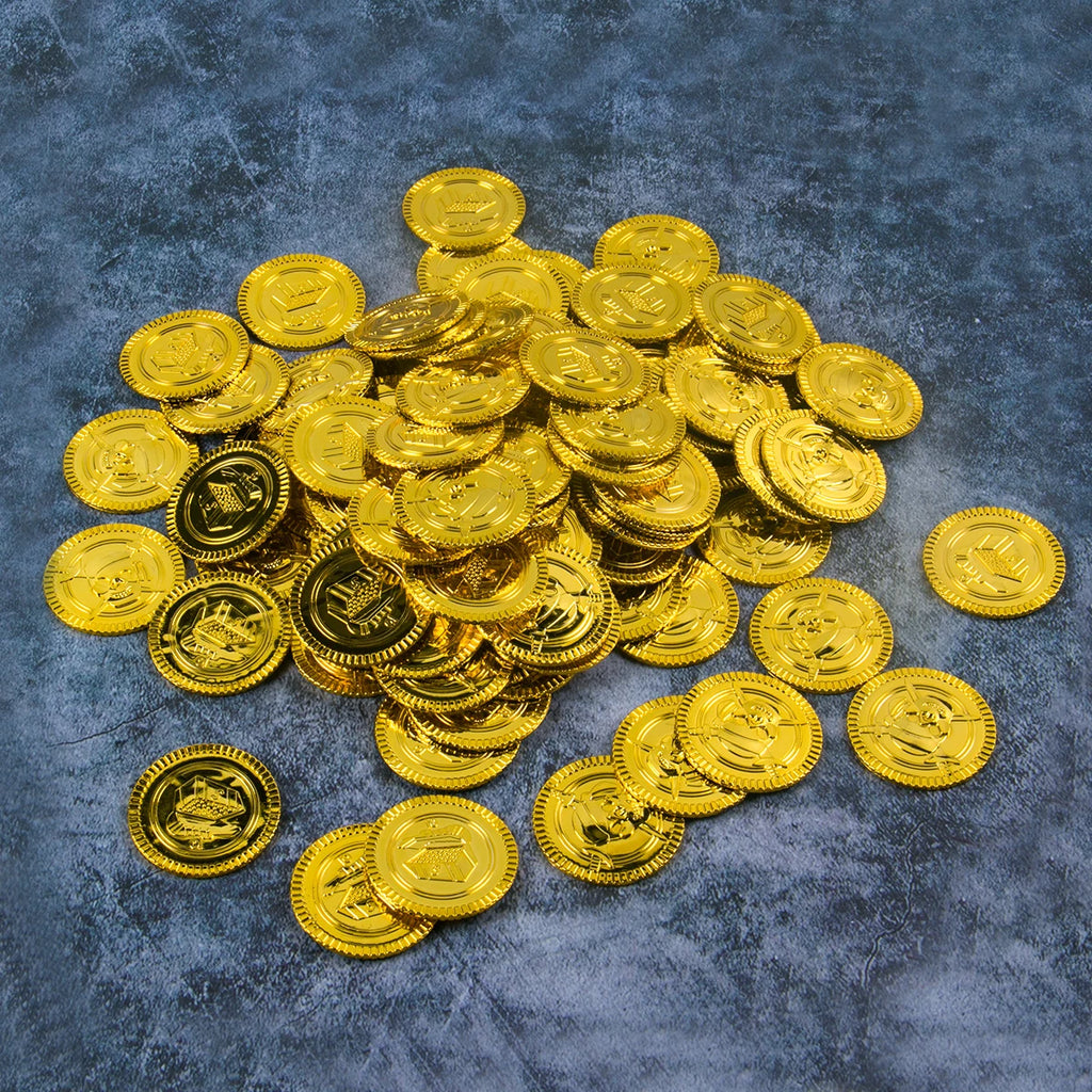 20pcs Plastic Pirate Coins – Fake Gold Party Favor Treasure Party Favor Coins Nixie