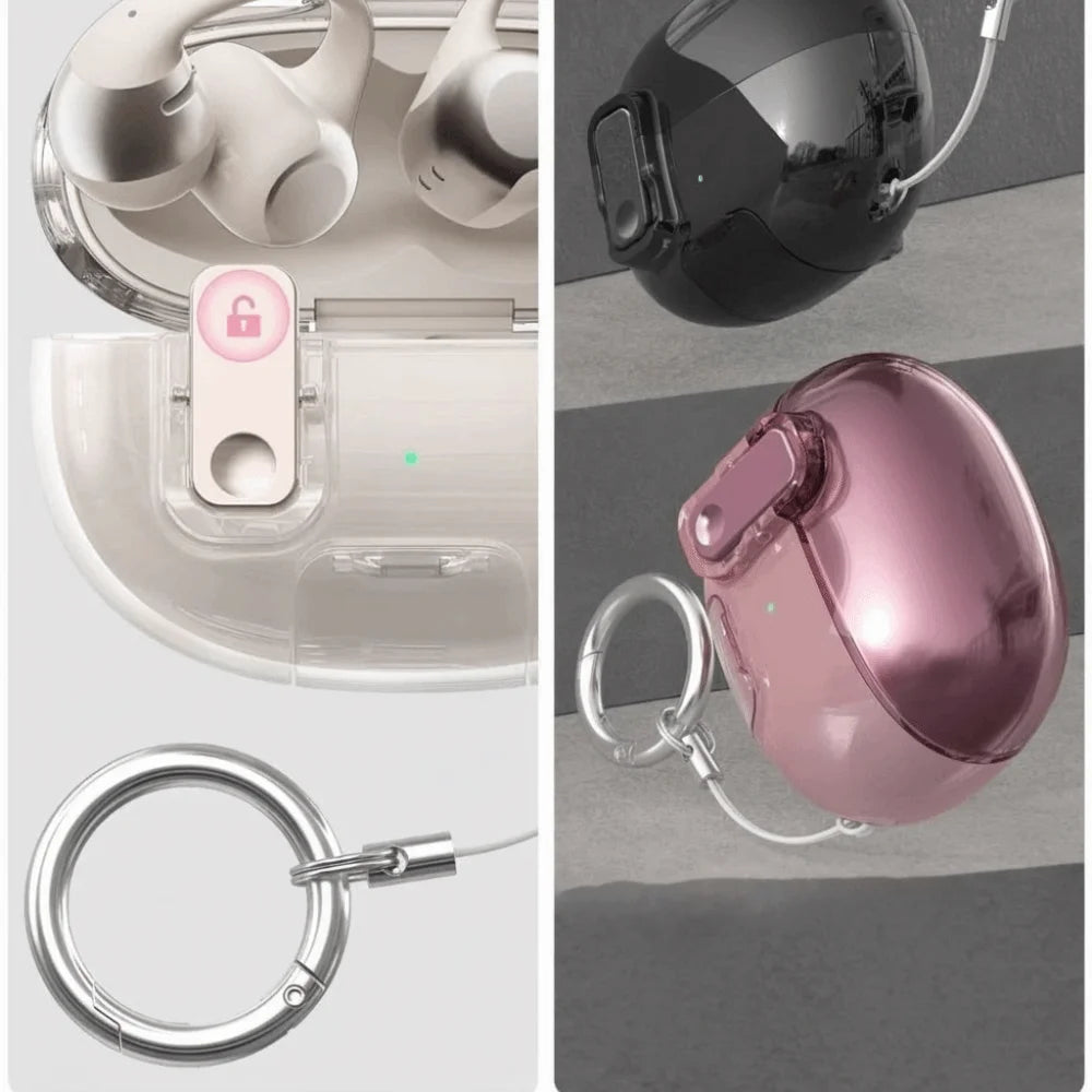 TPU Shockproof Case with Keychain for SHOKZ OpenDots ONE Earphone Protective Case Nixie