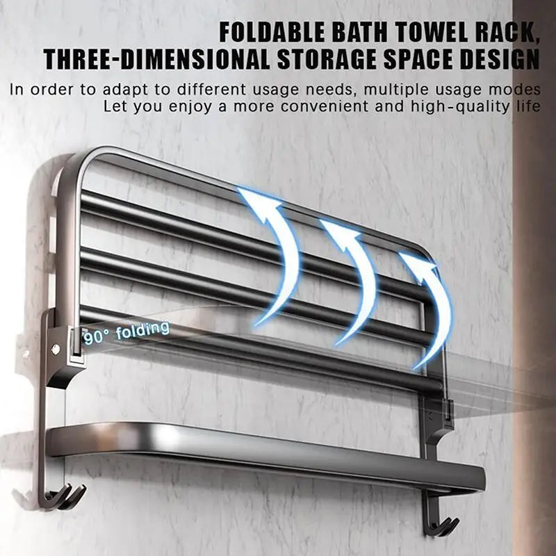 Self-Adhesive No-Drill Wall Towel Rack – Dual-Layer Matte Black Wall Towel Rack Nixie