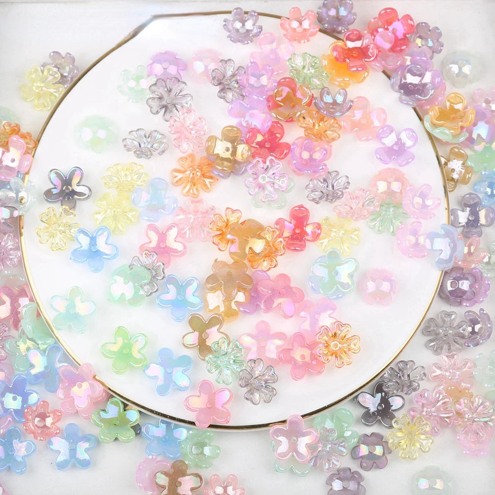 50pcs Acrylic Flower Pearl Bowknot Beads for DIY Jewelry Making Craft Beads Nixie