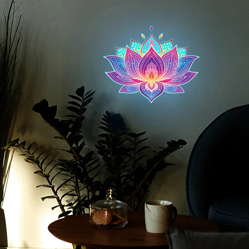 Glow-in-the-Dark Lotus PVC Sticker – Removable Wall Decal Glow Wall Decal Nixie