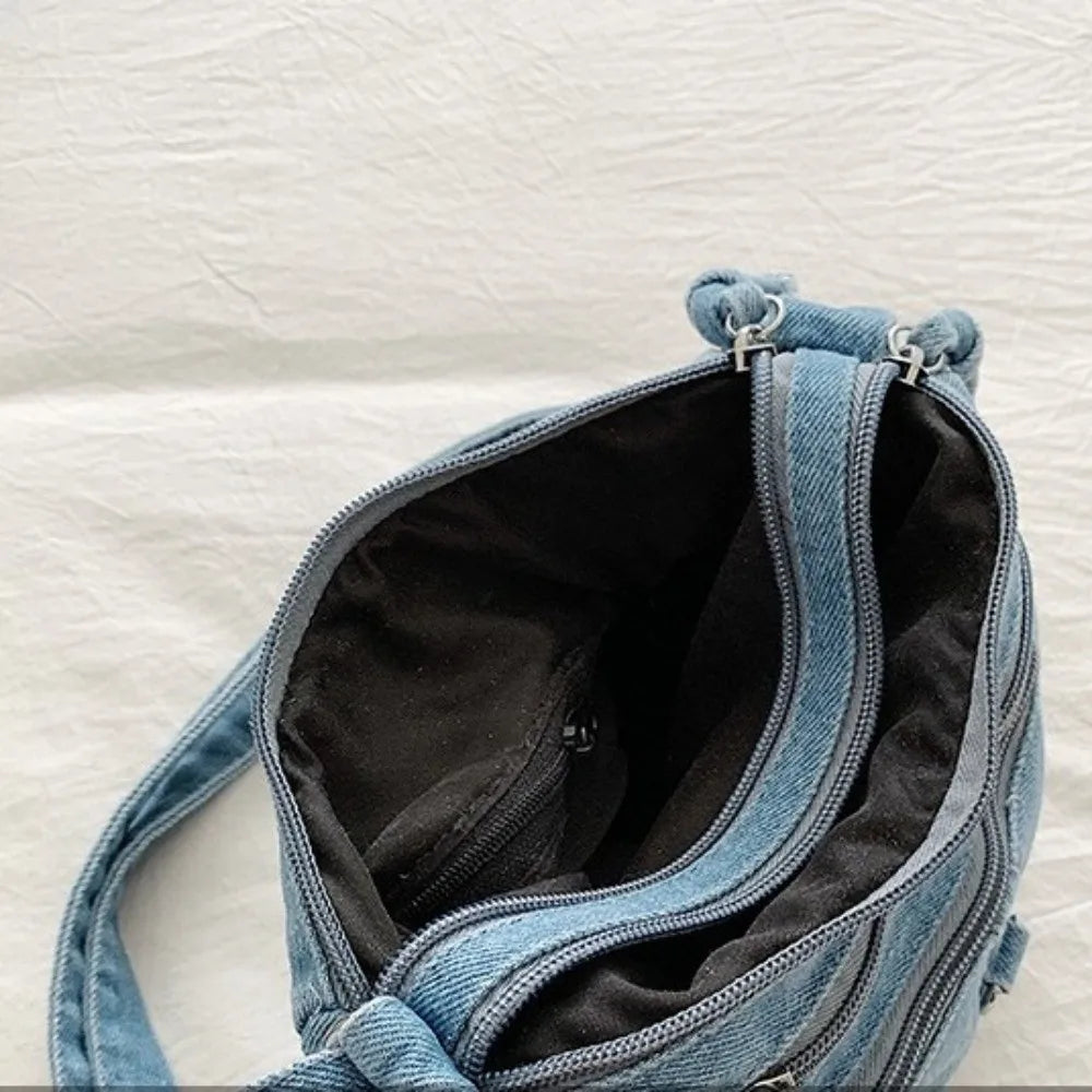 Denim Crossbody Bag – Multi-Pocket Vintage Shoulder Bag Denim Crossbody Bag Nixie