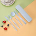 4-Piece Wheat Straw Reusable Cutlery Set with Case | Eco Utensils
