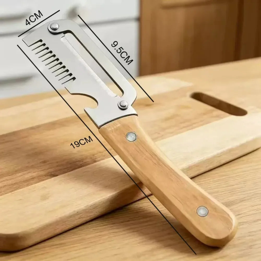 2-in-1 Paring Knife & Peeler | Stainless Steel Wood Handle Paring Knife Peeler Nixie