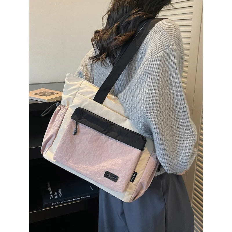 Large Capacity Color-Block Shoulder Tote Bag – Unisex Shoulder Tote Bag Nixie