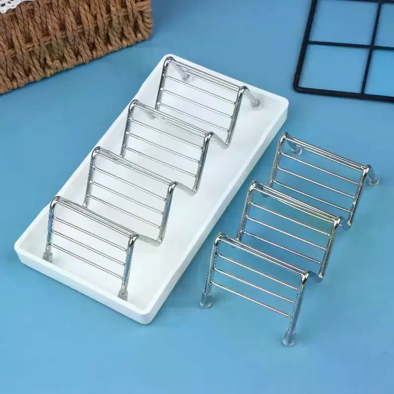 Stainless Steel Soap Rack 2/3 Grid Bathroom Countertop Organizer Soap Rack Nixie