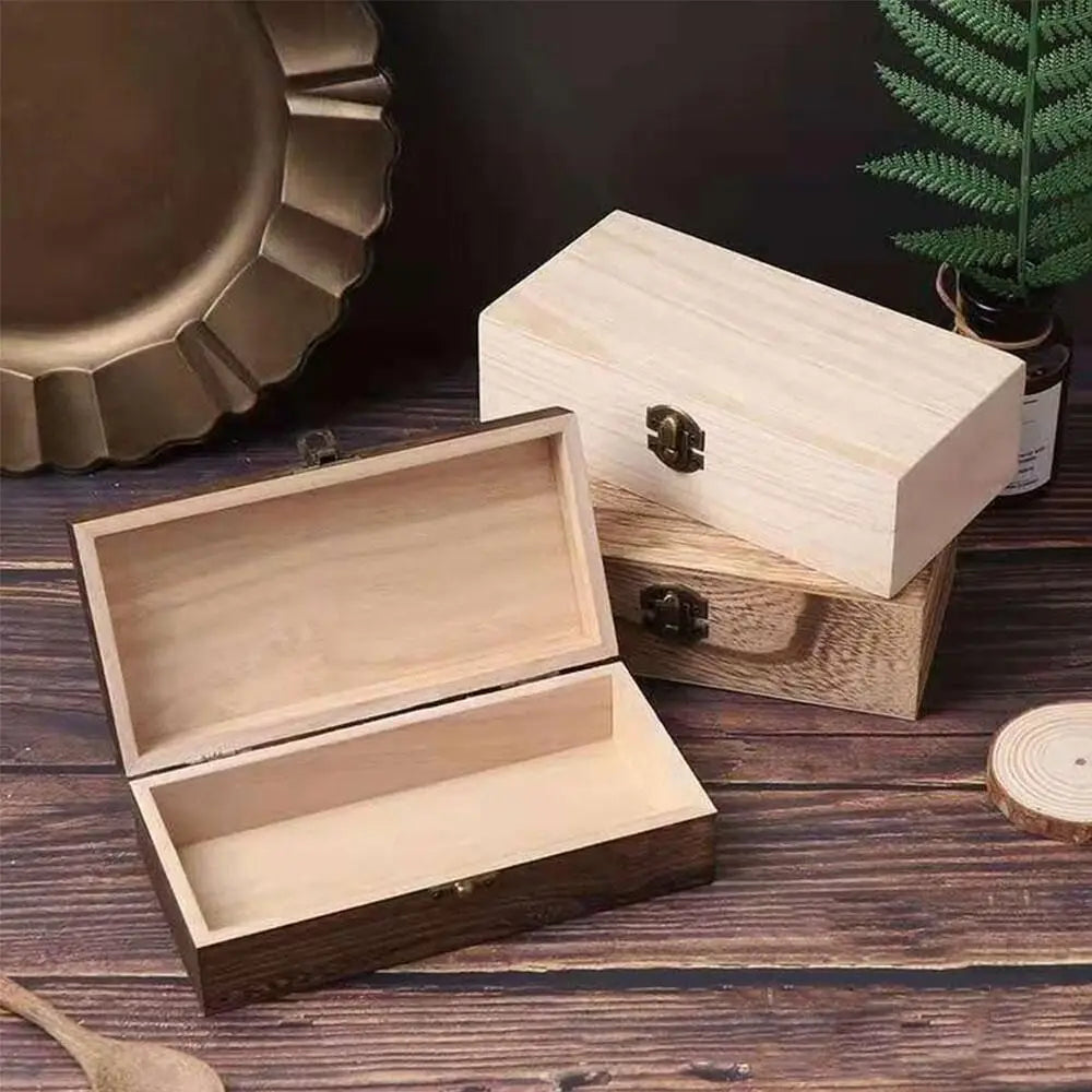 Vintage Wooden Flip Lid Storage Box – Jewelry & Gift Organizer Wooden Storage Box Nixie