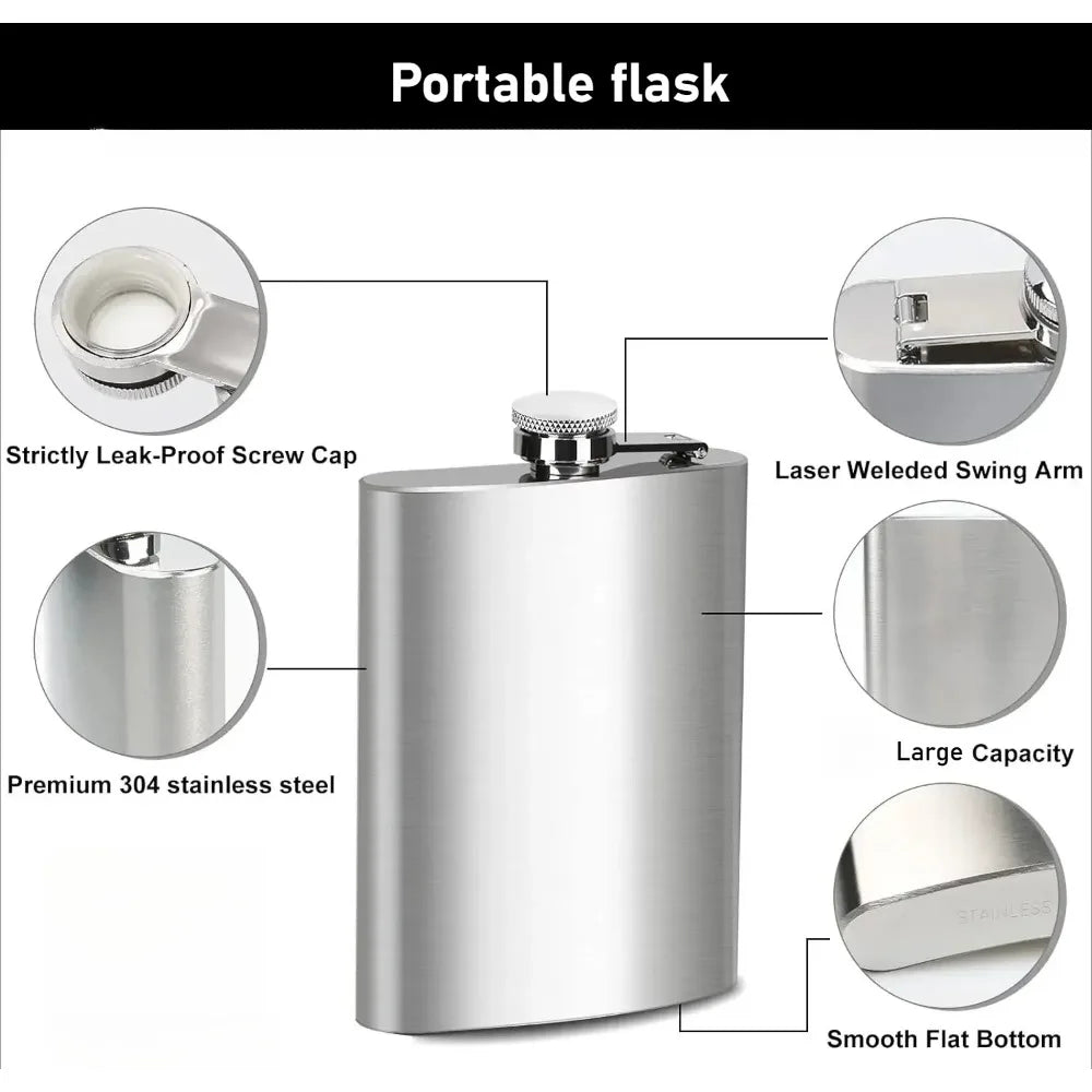 FEB.WIND Stainless Steel Leakproof Pocket Flask | Travel Gift