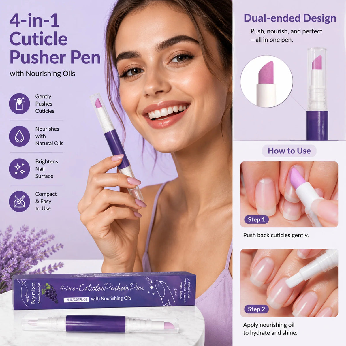 4-in-1 Cuticle Oil Pen – Jojoba, Lavender & Grape Extract Cuticle Oil Pen Nixie
