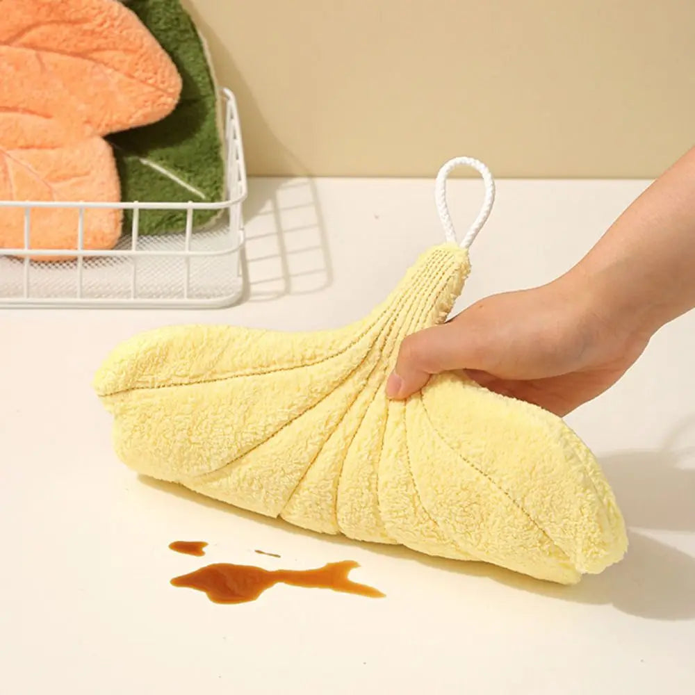 Double-Layer Leaf Hand Towel – Fast-Dry Hanging Kitchen Cloth