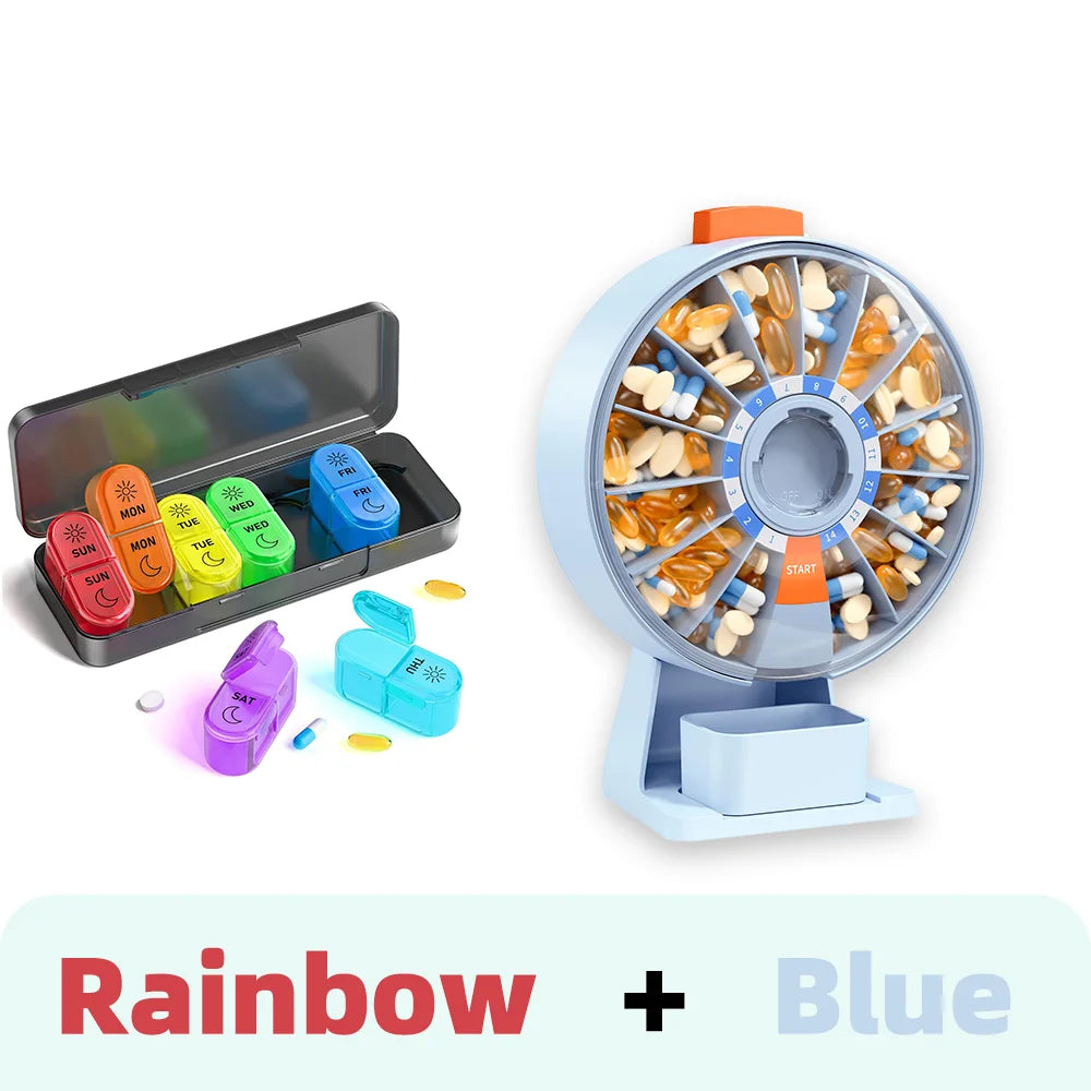 14-Day & 7-Day Pill Organizer Set – Home & Travel Case