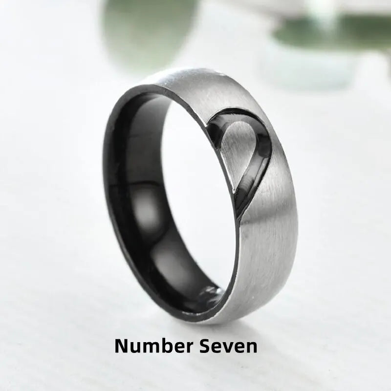 2pcs Stainless Steel Heart Ring Set – Gold & Silver Unisex Fashion Ring Set Nixie Black Seven
