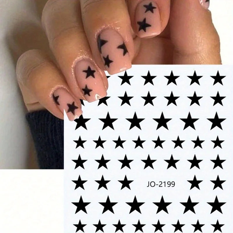 Black & White Star Nail Art Stickers | Minimalist Nail Decals Nail Art Stickers Nixie
