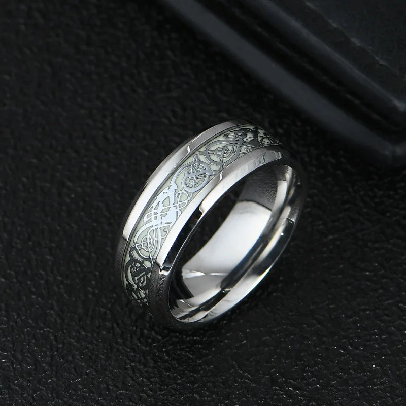 Stainless Steel Dragon Luminous Ring – Glow in the Dark Luminous Fashion Ring Nixie green 6