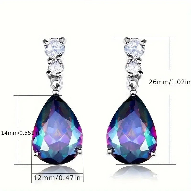 10 Pairs Multicolor CZ Teardrop Dangle Earrings for Women Dangle Earring Set Nixie