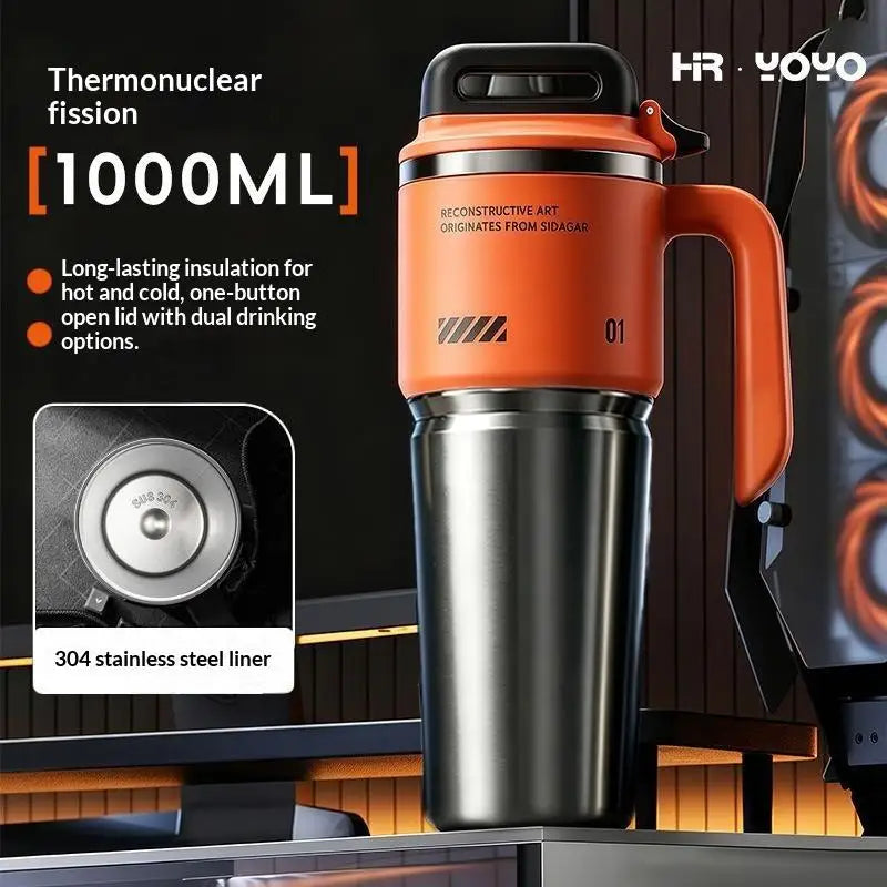 1000ml Insulated Stainless Steel Tumbler – Dual Drink Lid Insulated Tumbler Nixie