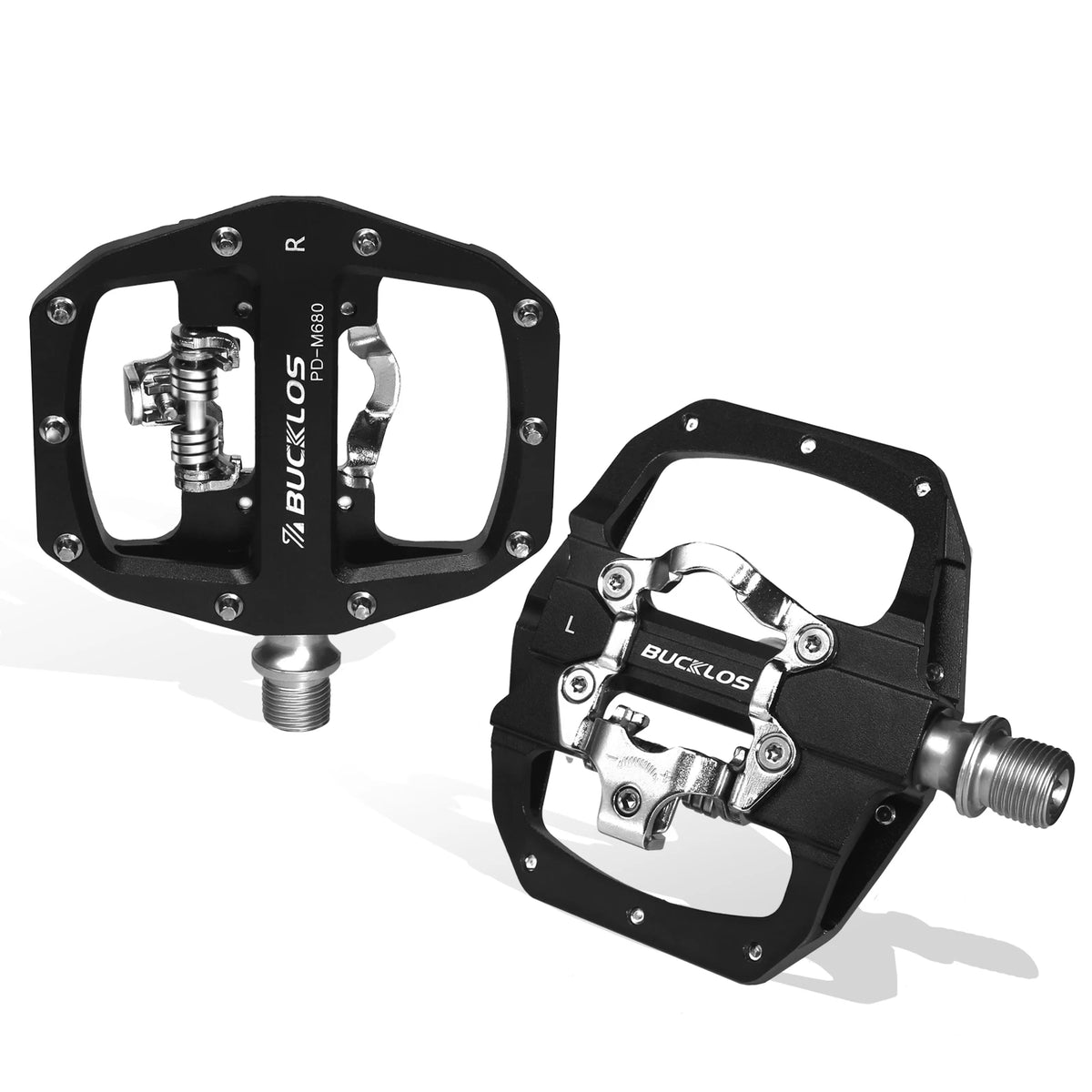 BUCKLOS SPD Dual-Function MTB Pedals – Clipless & Flat MTB Bike Pedals Nixie Black pedal