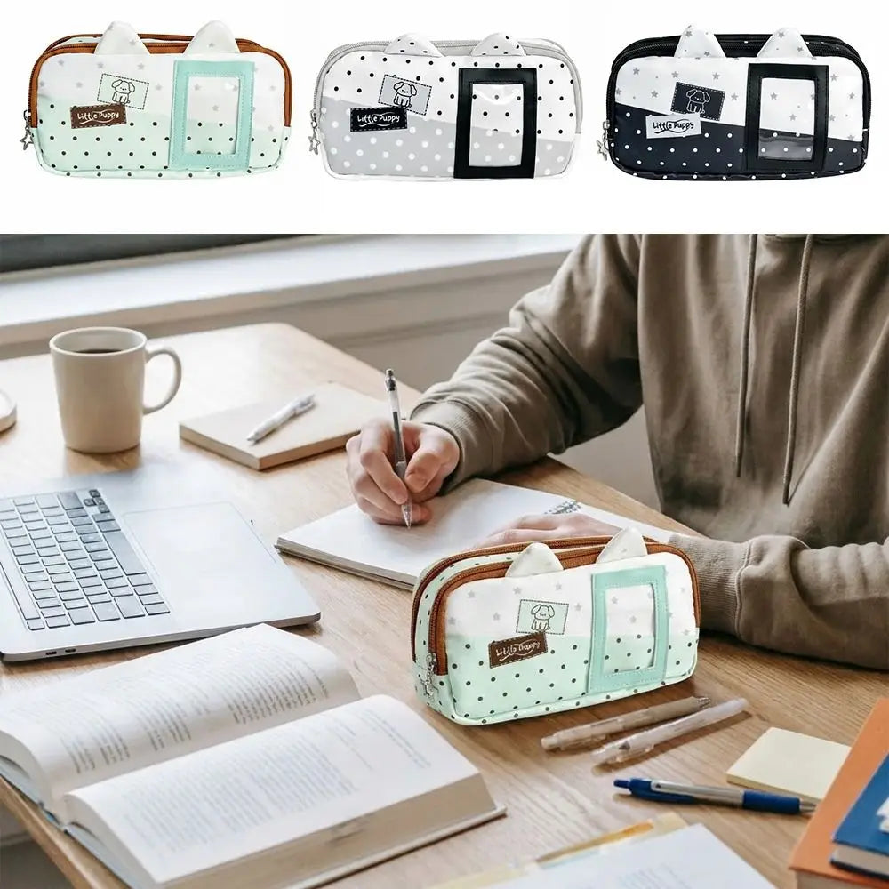 Cute Cat Pencil Case Large Capacity Pen Bag with Photo Window Pencil Case Nixie