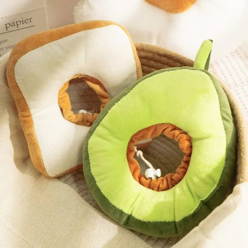 Cute Toast & Avocado Pet Recovery Cone Collar for Cats & Dogs Pet Recovery Collar Nixie