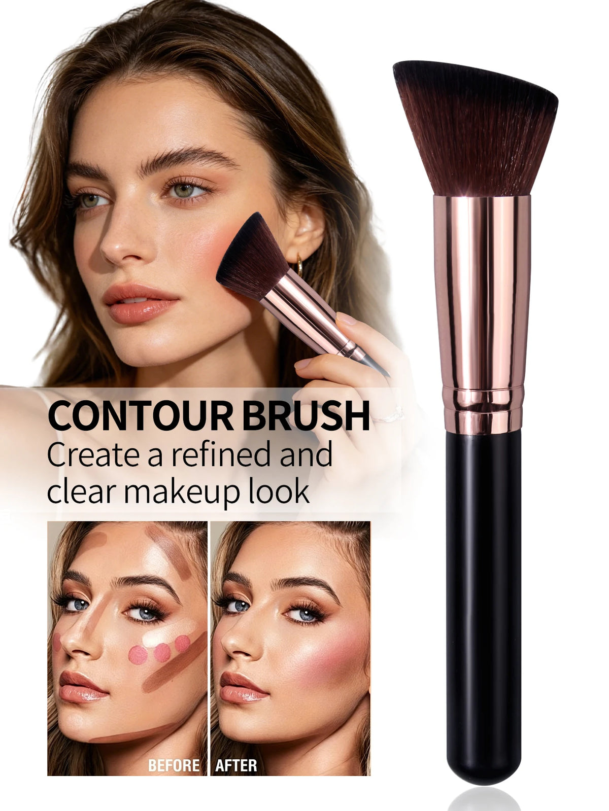Angled Contour Brush – Soft Bronzer & Blush Makeup Tool Makeup Contour Brush Nixie black