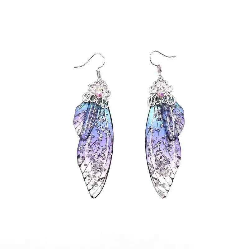 Blue Butterfly Wing Drop Earrings – Fairy Bridal Jewelry Drop Earrings Nixie