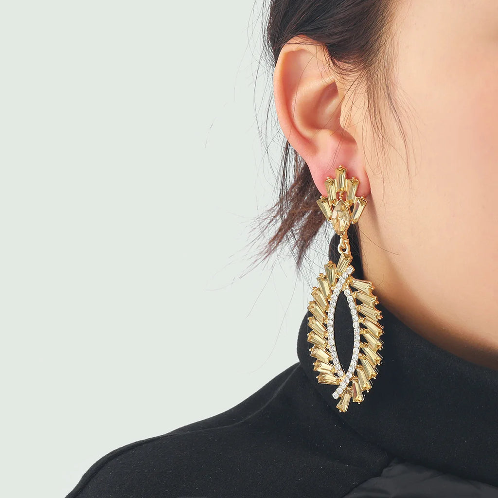 Nixie Gold Plated Rhinestone Drop Earrings for Women