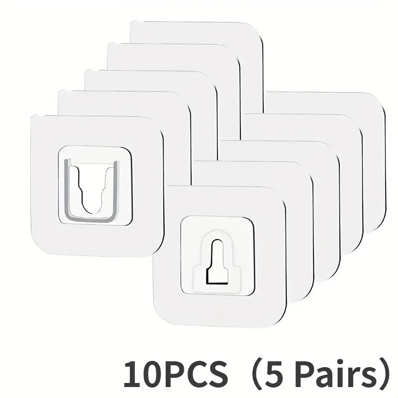 Double-Sided Adhesive Wall Hooks – Transparent Hook Kit Adhesive Wall Hooks Nixie 10pcs-5pairs