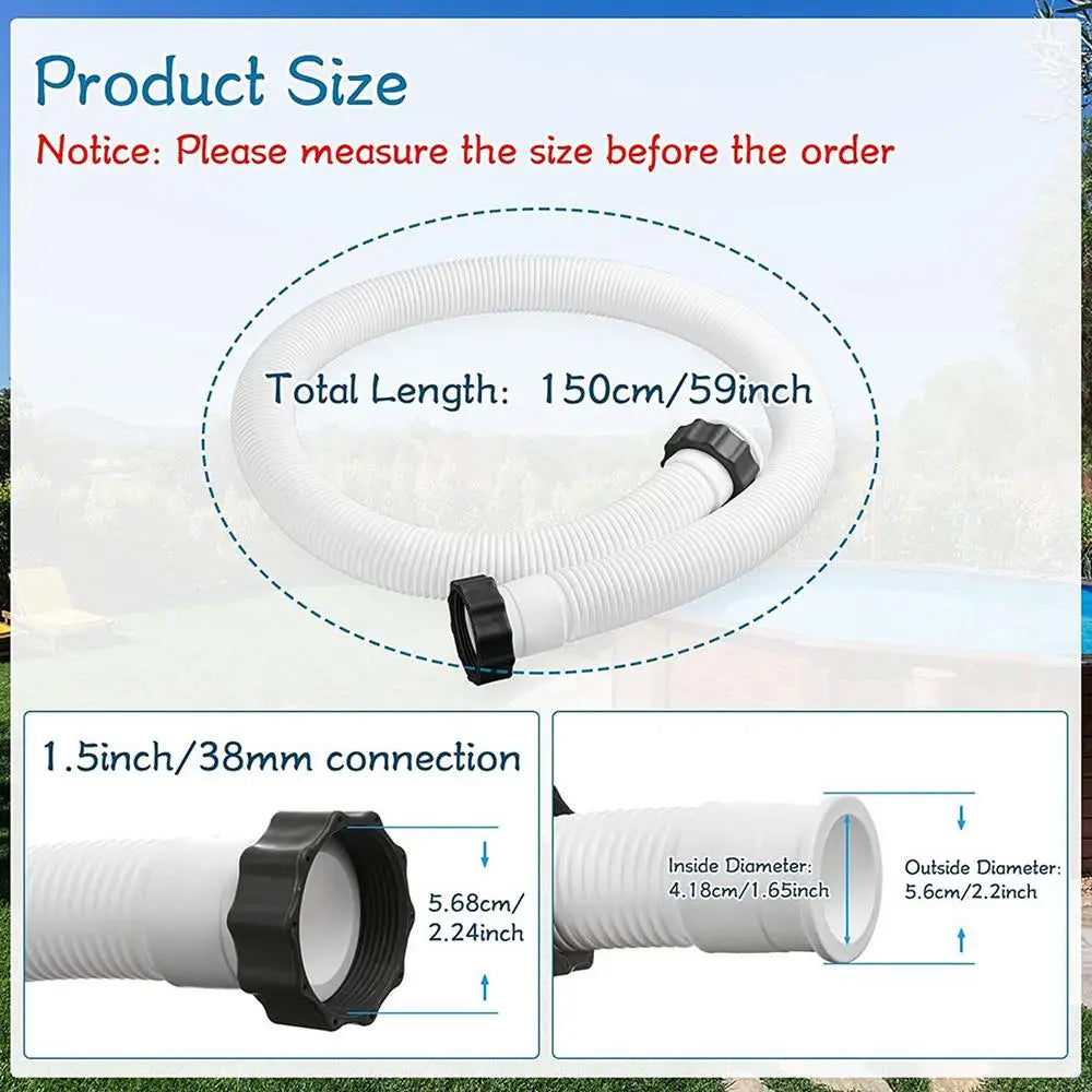 Pool Pump Filter Hose 59" Quick-Connect Sand Tank Replacement Pool Filter Hose Nixie 150cm