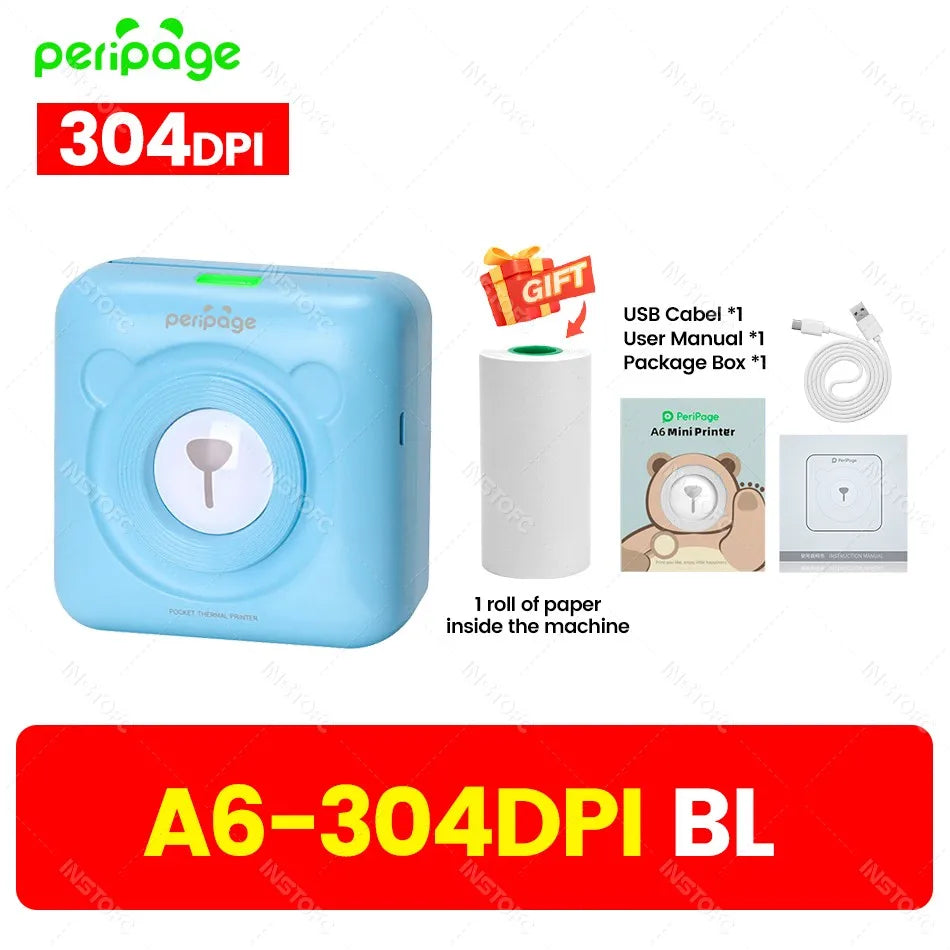PeriPage A6 Portable Bluetooth Thermal Printer 304DPI