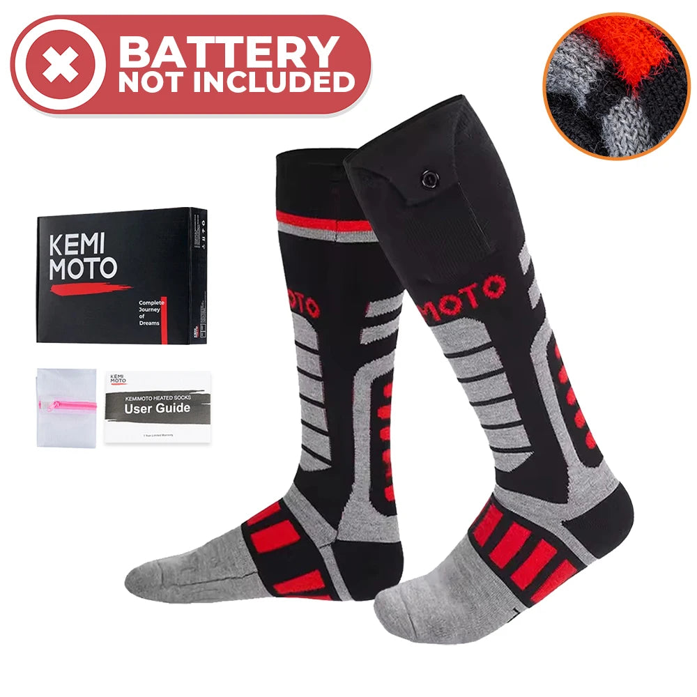 KEMIMOTO Heated Socks Unisex Thickened Winter Outdoor Warm Heated Socks Nixie 1 Pair L