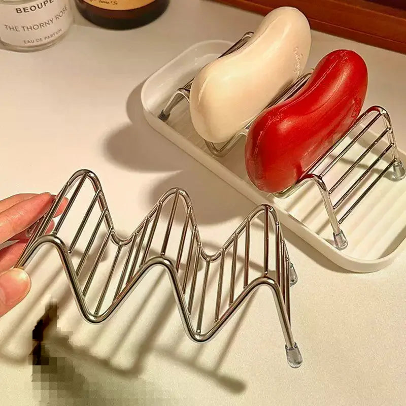 Stainless Steel Soap Rack 2/3 Grid Bathroom Countertop Organizer Soap Rack Nixie