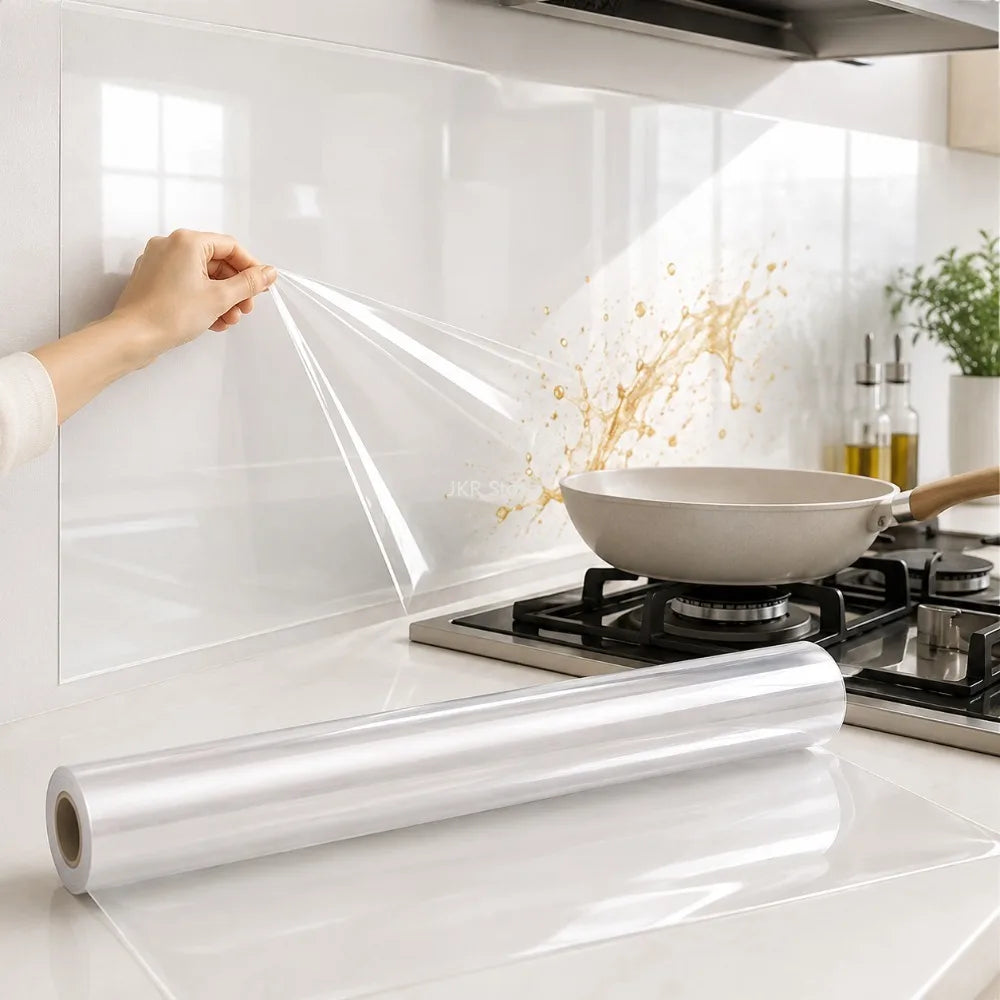 45cm Transparent Kitchen Wall Protector Static Film | Oil-Proof Kitchen Wall Protector Nixie 1PCS 45cmX5m