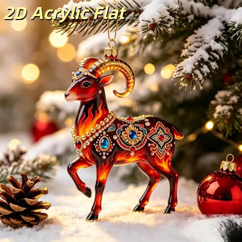 Acrylic Goat Christmas Ornament | Farmhouse Xmas Tree Pendant