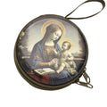 Virgin Mary Round Metal Rosary Storage Bag – Religious Keepsake Religious Storage Tin Nixie B